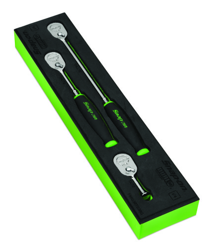 Jeu de 3 cliquets Dual 80&reg; &agrave; manche coussin&eacute;e &agrave; prise 1/4 po avec diviseur en mousse, vert
