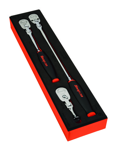 Jeu de 3 cliquets Dual 80&reg; &agrave; manche coussin&eacute; &agrave; t&ecirc;te articul&eacute;e &agrave; prise 1/4 po avec&nbsp;module en mousse, orange