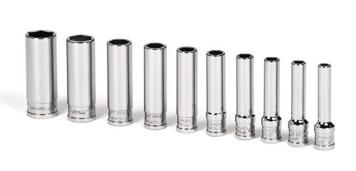 Jeu de 10 douilles longues anglo-saxonnes Flank Drive&reg; Xtra &agrave; 6 pans &agrave; prise 1/4