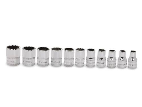 Jeu de 11 douilles 1/4&rdquo; m&eacute;trique 12 pans,&nbsp;Flank Drive® (5 - 14 mm.)