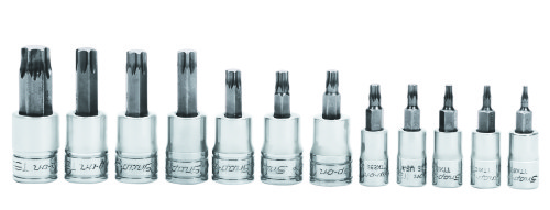 1/4&rdquo;- 3/8&rdquo; Inwendige torx doppenset, 12-delig (T8 - T55)