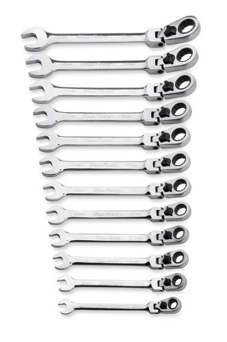 Jeu de cl&eacute;s mixtes &agrave; cliquet articul&eacute;es , 12 pi&egrave;ces. (8 - 19 mm.) Blue-Point&reg;