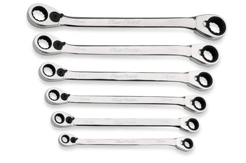 Cl&eacute;s &agrave; t&ecirc;te polygonale &agrave; cliquet contre-coude&nbsp; Blue-Point&reg;, 12-pans, 6-pi&egrave;ces, (8 - 19 mm.)