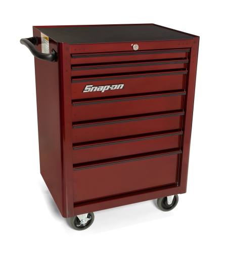Heritage gereedschapswagen met 7 lades, transparant rood met zwarte trims