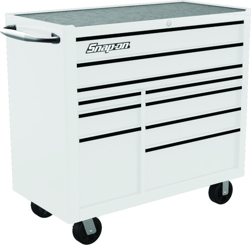 10-ladige Snap-on&reg; robuuste gereedschapswagen, wit met zwarte trim