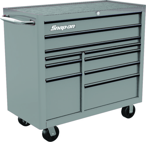 10-ladige Snap-on&reg; robuuste gereedschapswagen, arctic zilver met zwarte trim