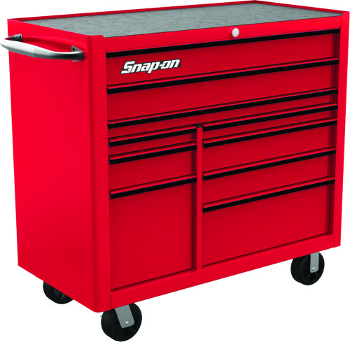 10-ladige Snap-on&reg; robuuste gereedschapswagen, candy apple red met zwarte trim