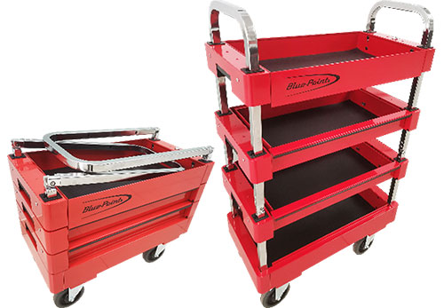 Compacte inklapbare gereedschapswagen met 2 lades (Blue-Point&reg;), rood met zwarte trim