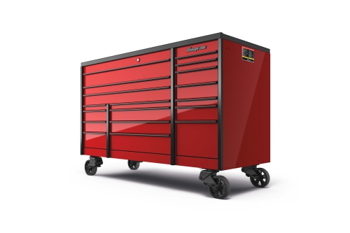 3-bank 18-ladige gereedschapswagen uit de Masters Series (Candy Apple rood met zwarte trim en blackout logo)