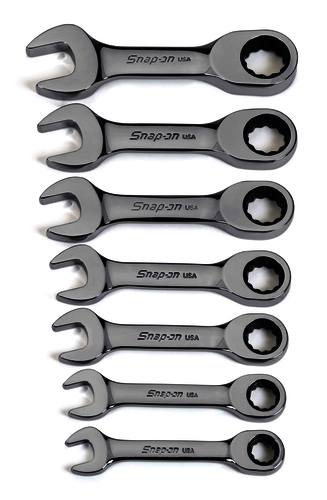 7 pc 12-Point SAE Flank Drive&reg; 0&ordm; Offset Short Handle Ratcheting Combination Wrench Set (3/8&ndash;3/4