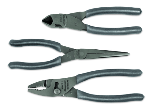 Jeu de pinces compos&eacute; d'une pince coupante, pince &agrave; bec et pince combin&eacute;e, 3-pi&egrave;ces, (Dark titanium)