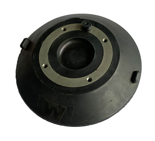 Zwart rubber zuignap draadaanvoer