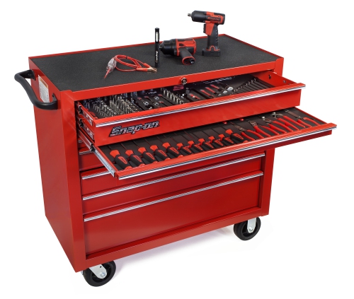 Composition d'outils luxe de 254 pièces Snap-on® avec système Tool Control, dans un servante Heritage rouge